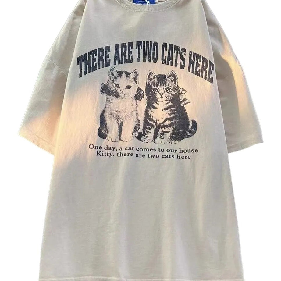 Y2k Worn Cat Retro T-shirt