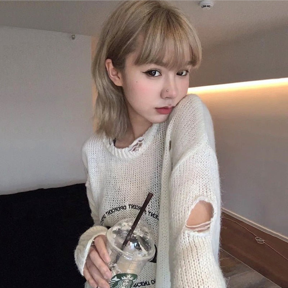 Y2k Aesthetic Hollow Out Sweater