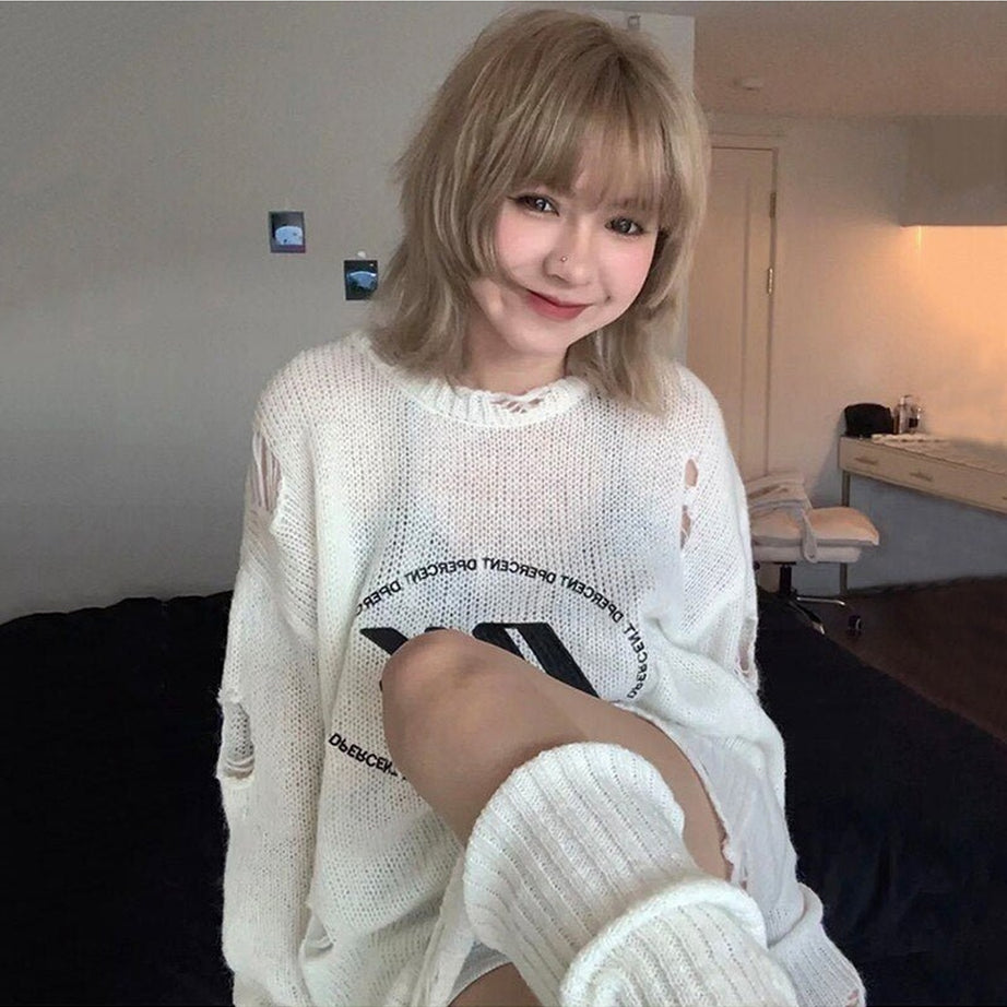 Y2k Aesthetic Hollow Out Sweater