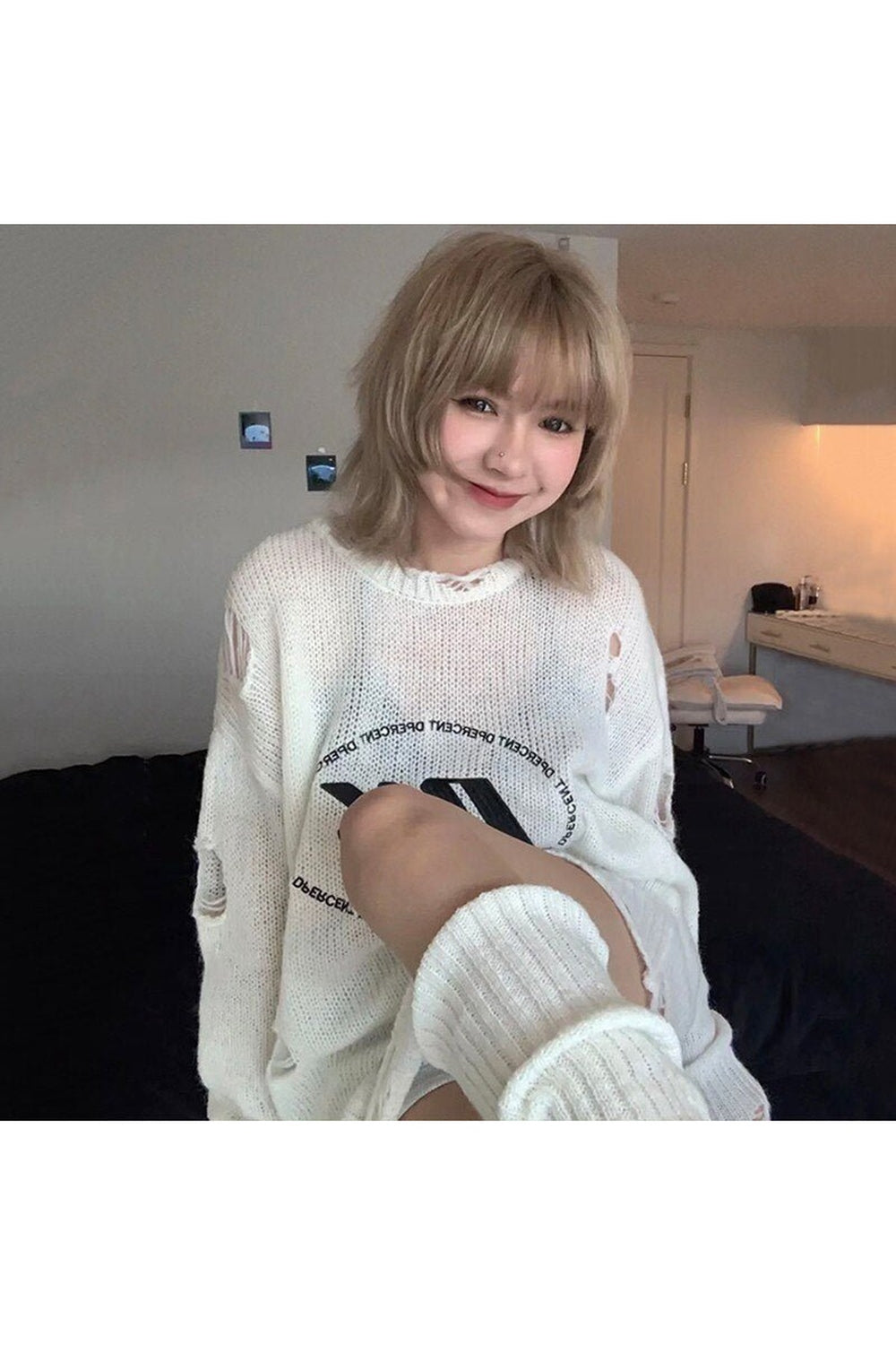 Y2k Aesthetic Hollow Out Sweater