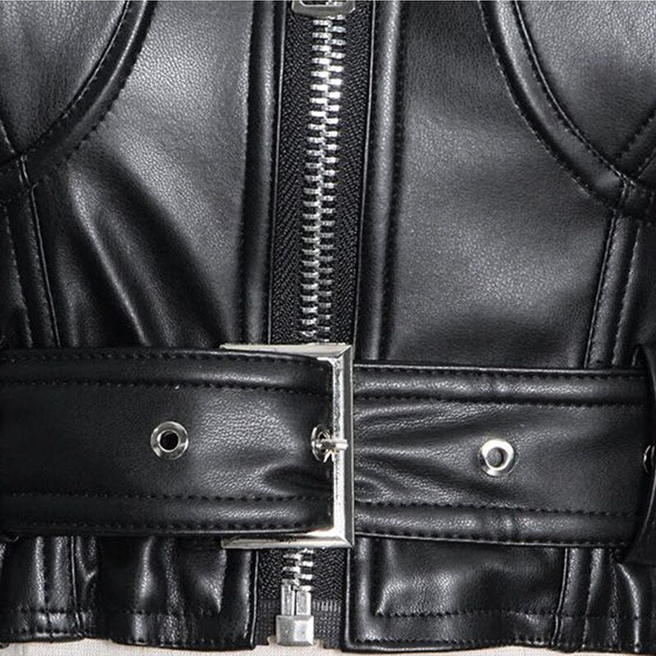 Y2k Black Faux Leather Crop Top