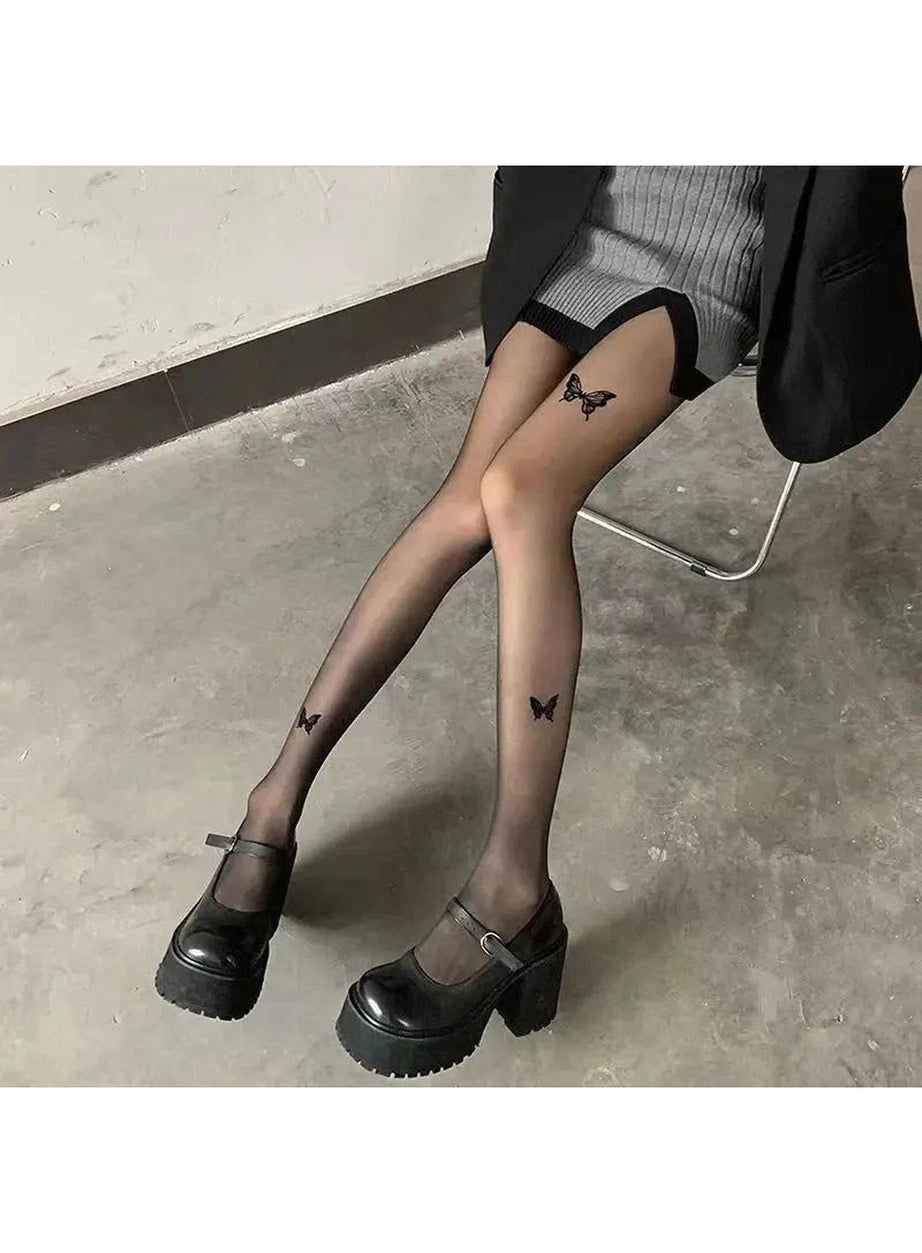 Y2k Butterfly Silk Tights