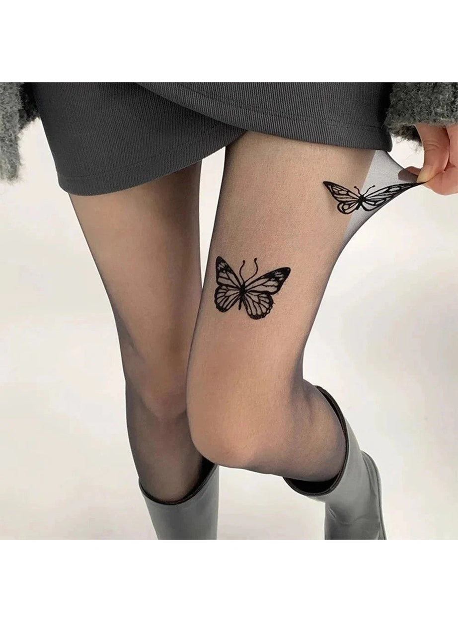 Y2k Butterfly Silk Tights