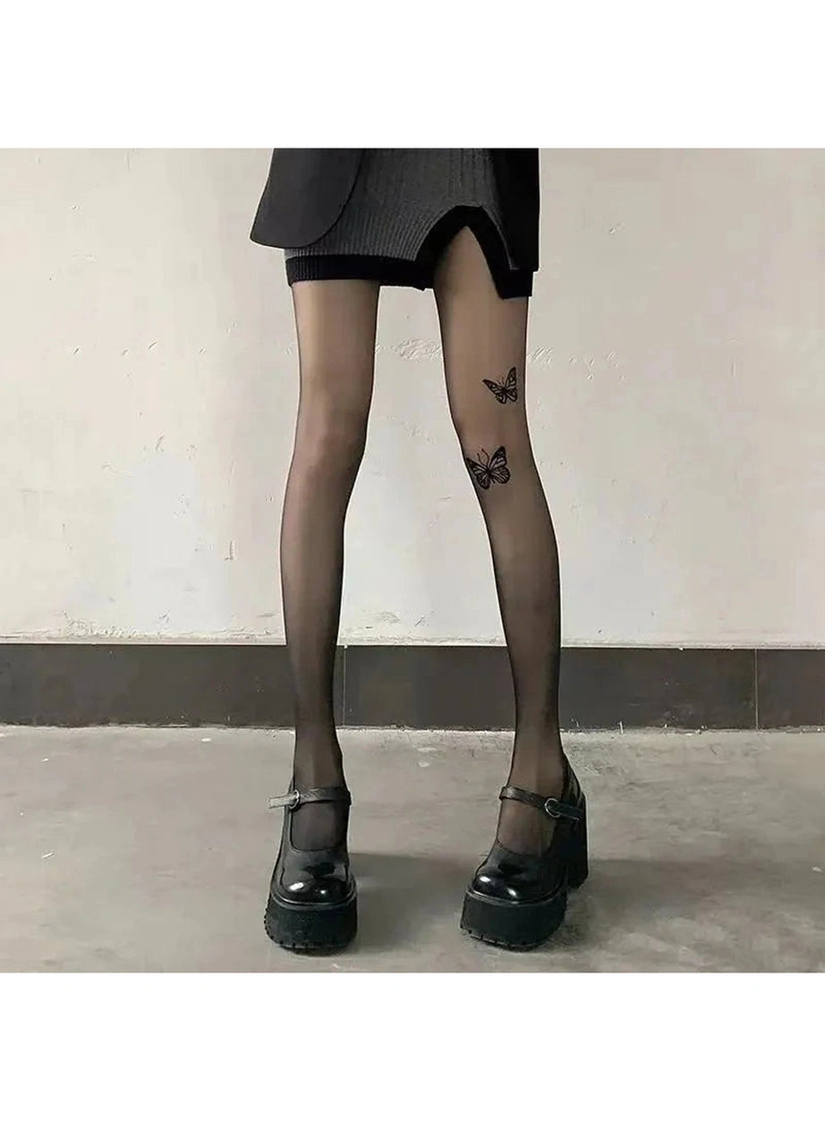 Y2k Butterfly Silk Tights