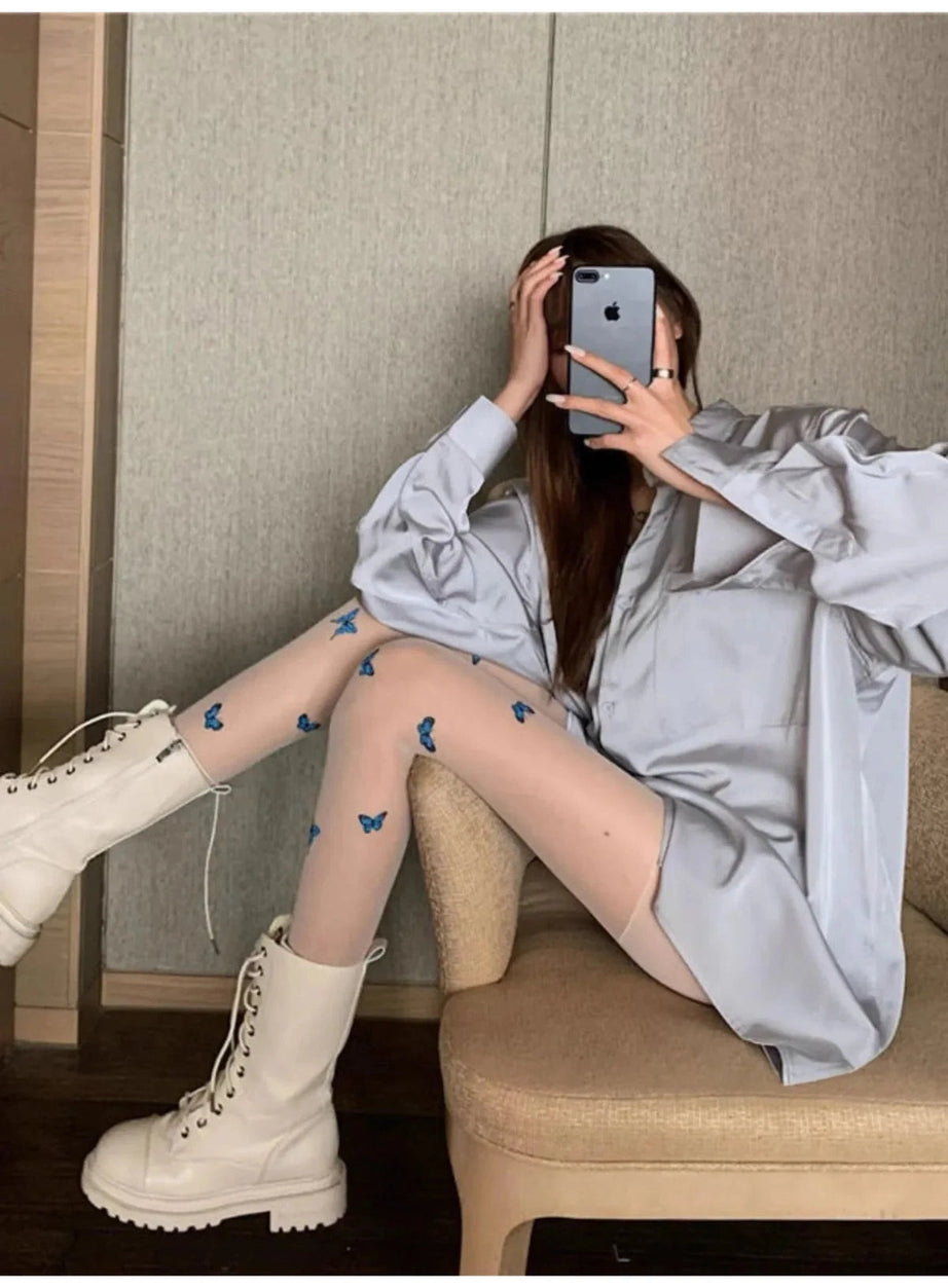 Y2k Butterfly Silk Tights