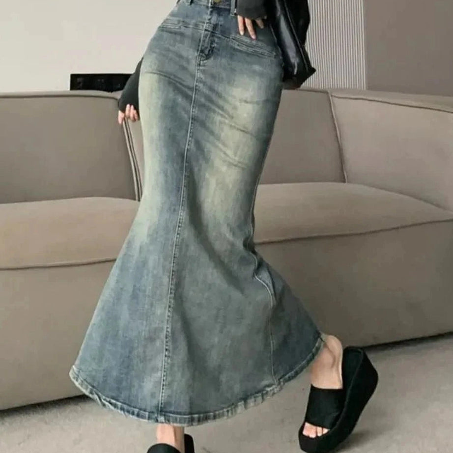 Y2k Chic Denim Trumpet Skirt