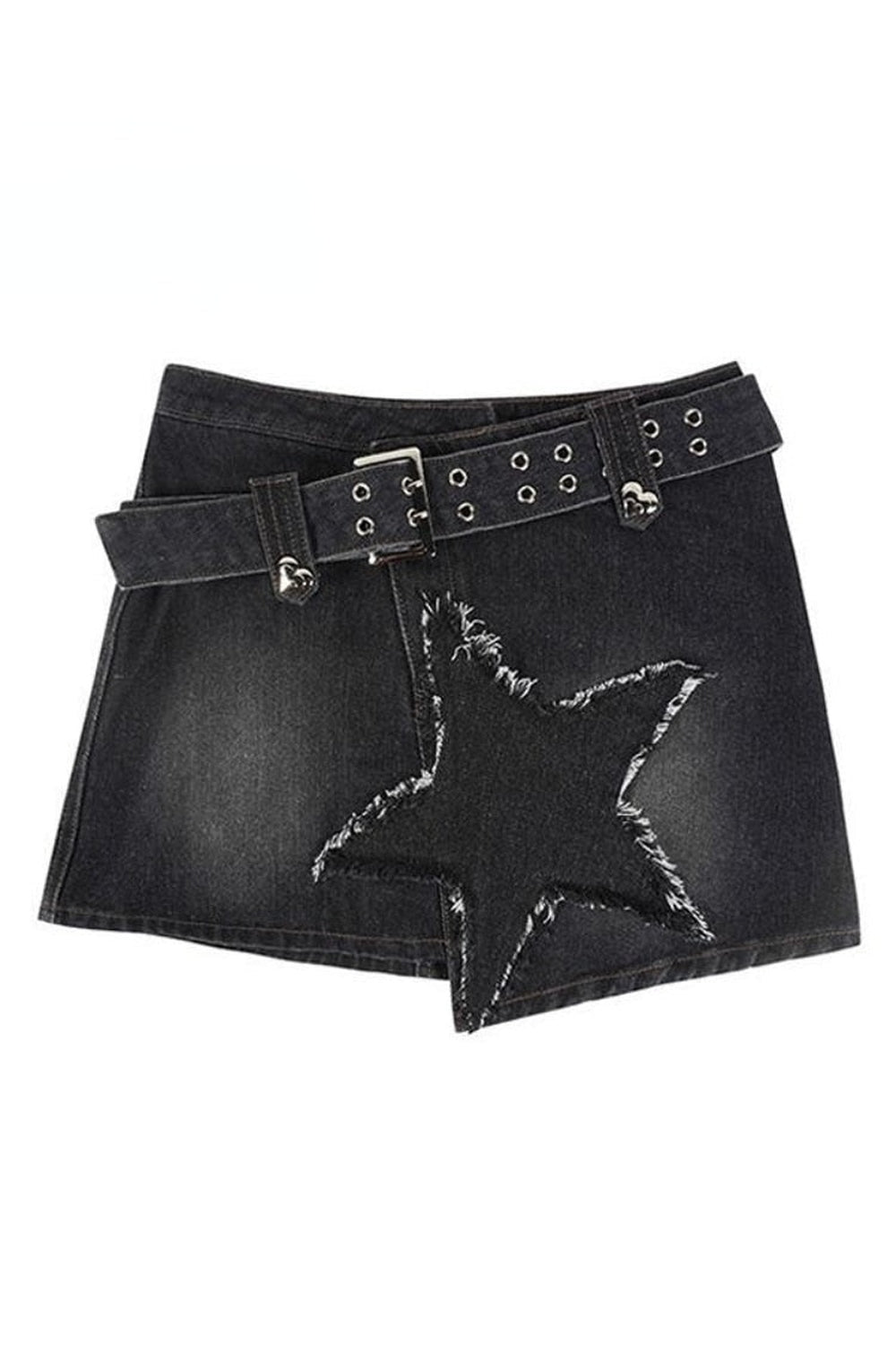 Y2k Denim Skirt with Star Patchwork