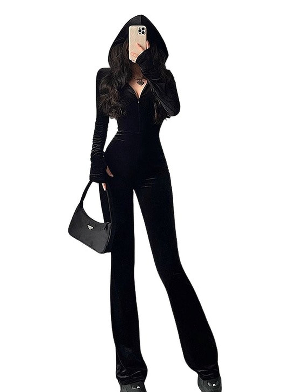 Y2k Fashion Black Velvet Tracksuit