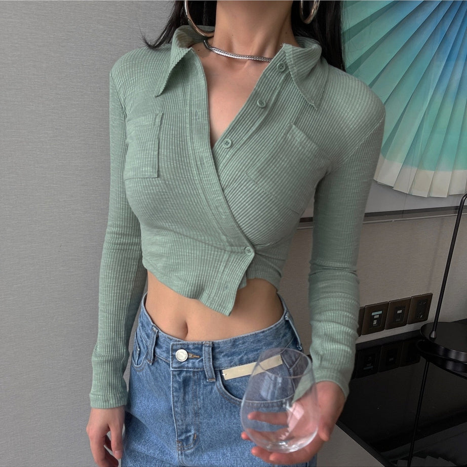 Y2k Irregular Crop Shirt