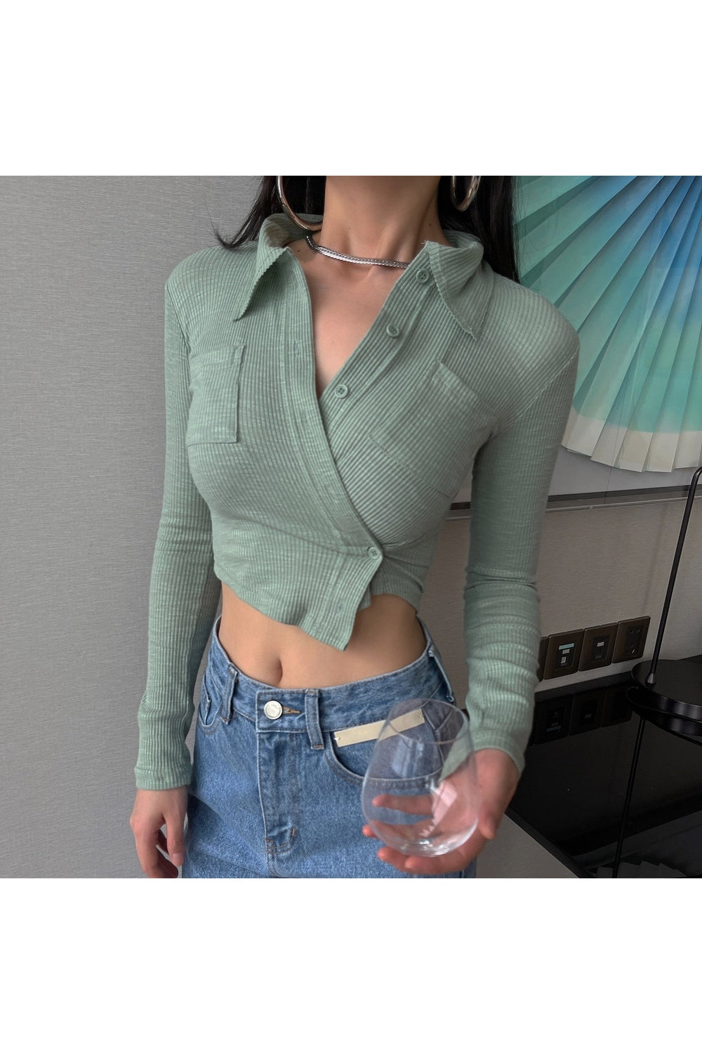 Y2k Irregular Crop Shirt