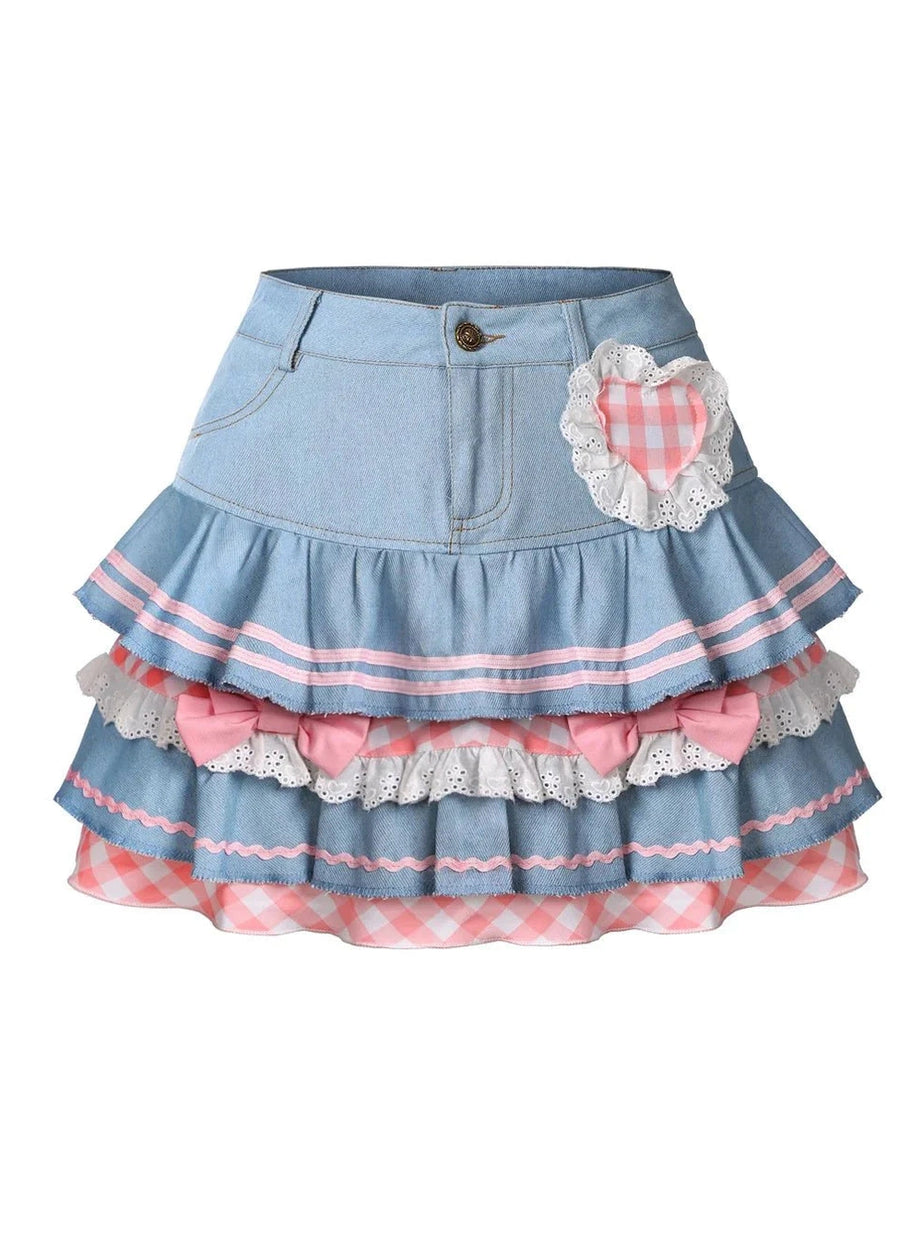 Y2k Kawaii Denim Mini Skirt