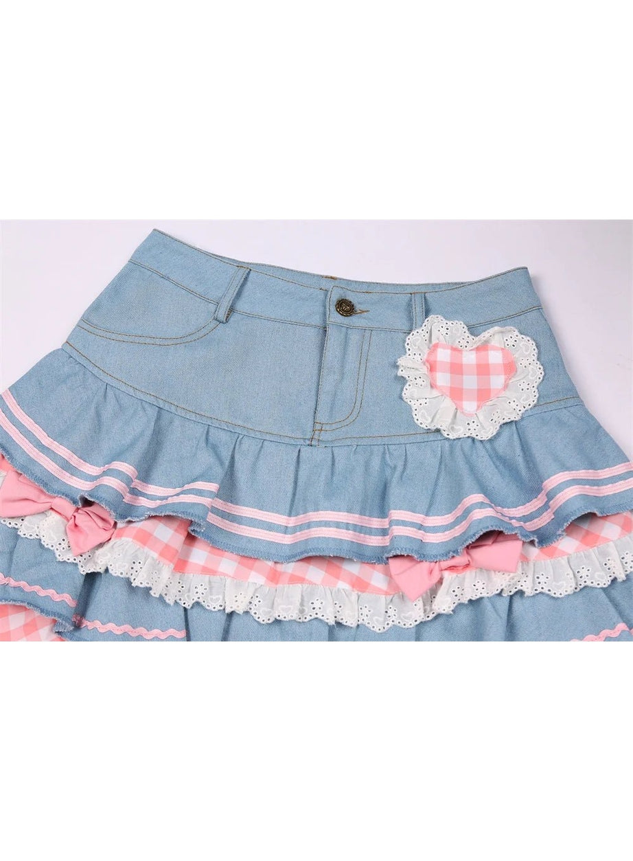Y2k Kawaii Denim Mini Skirt