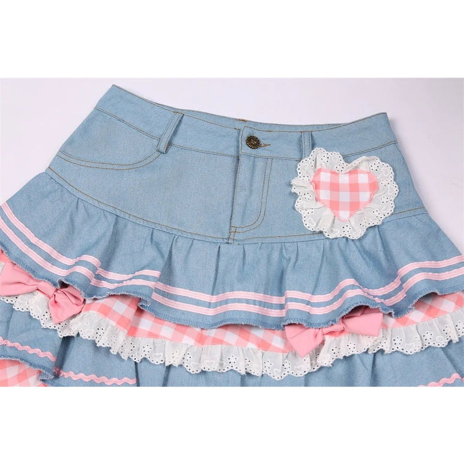 Y2k Kawaii Denim Mini Skirt