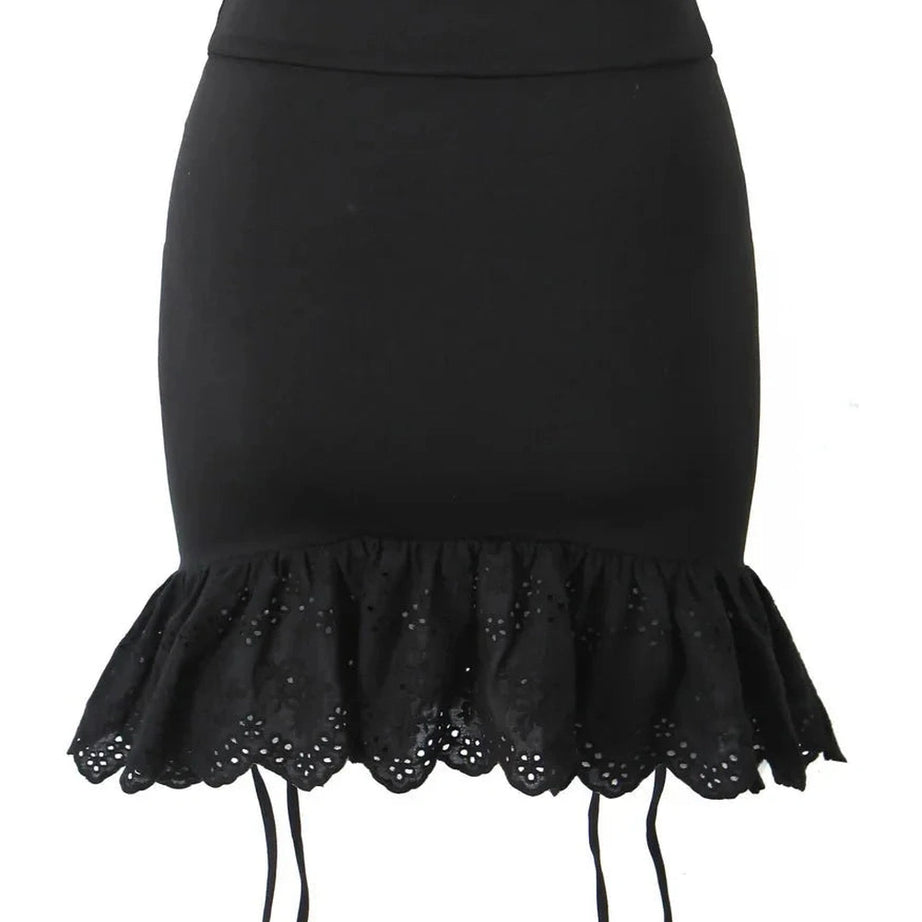 Y2k Lace Hem Mini Skirt