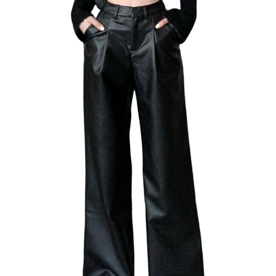 Y2k Leather Wide Leg Pants