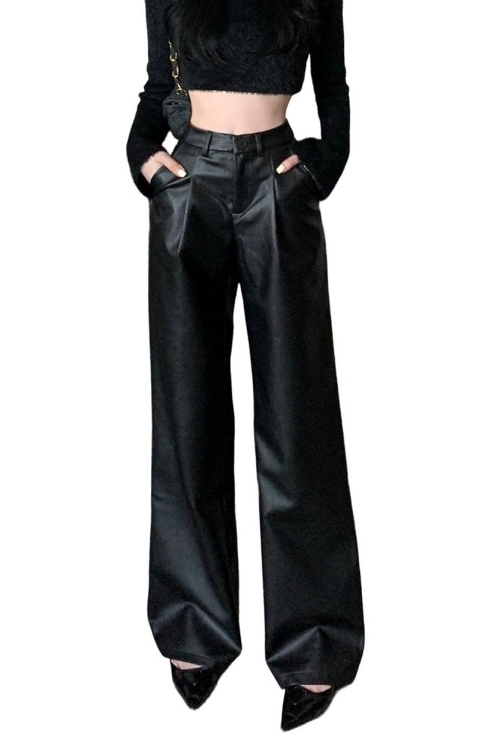 Y2k Leather Wide Leg Pants