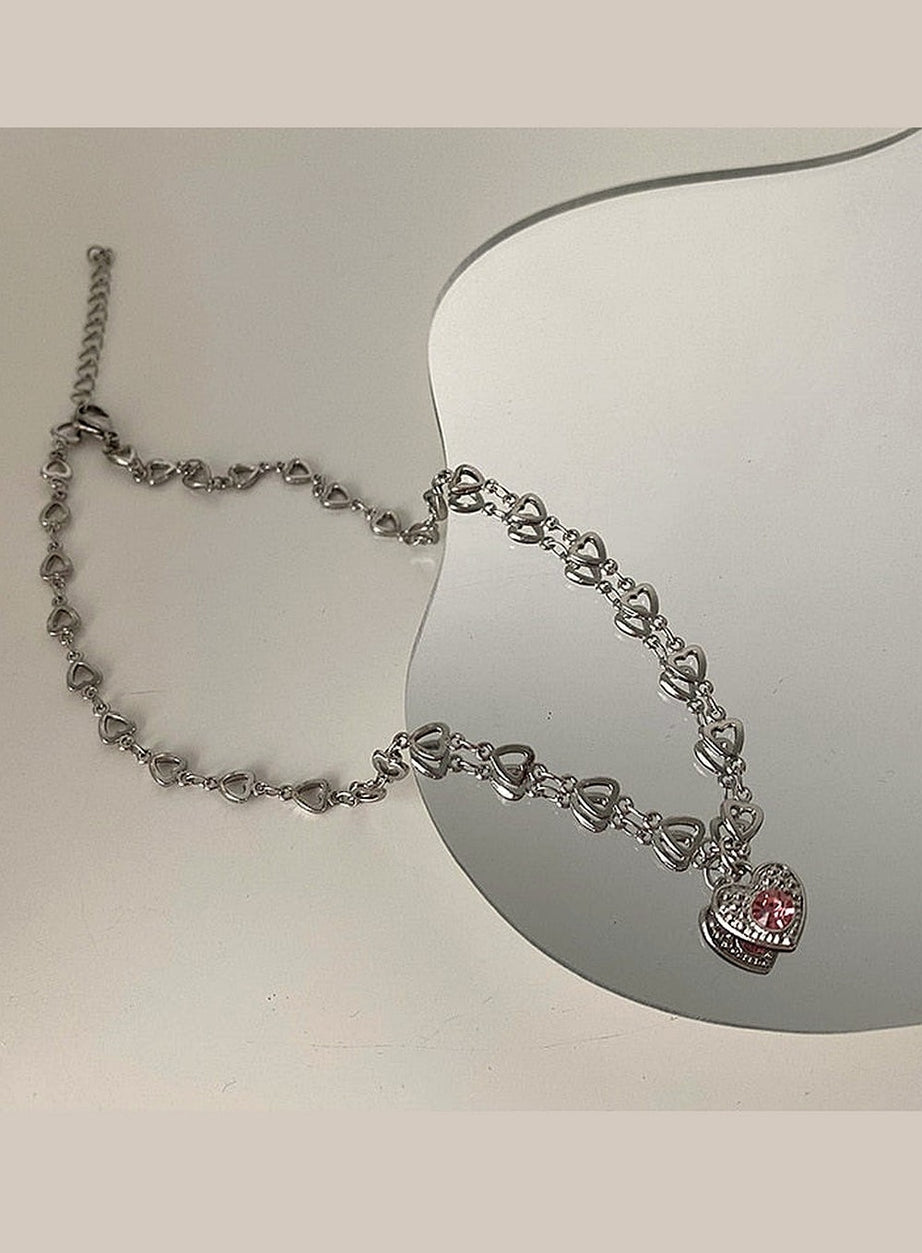 Y2k Peach Heart Necklace