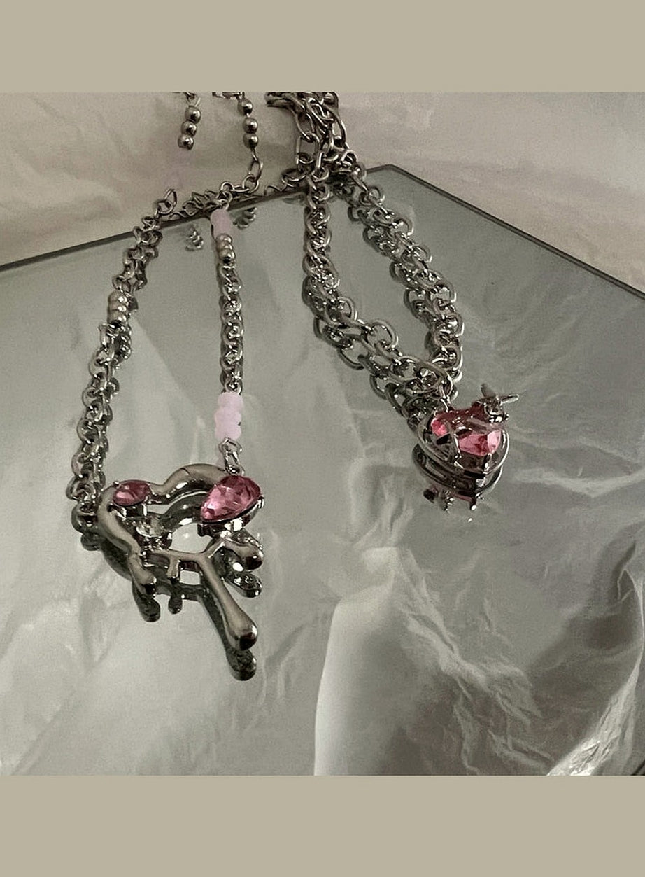 Y2k Peach Heart Necklace