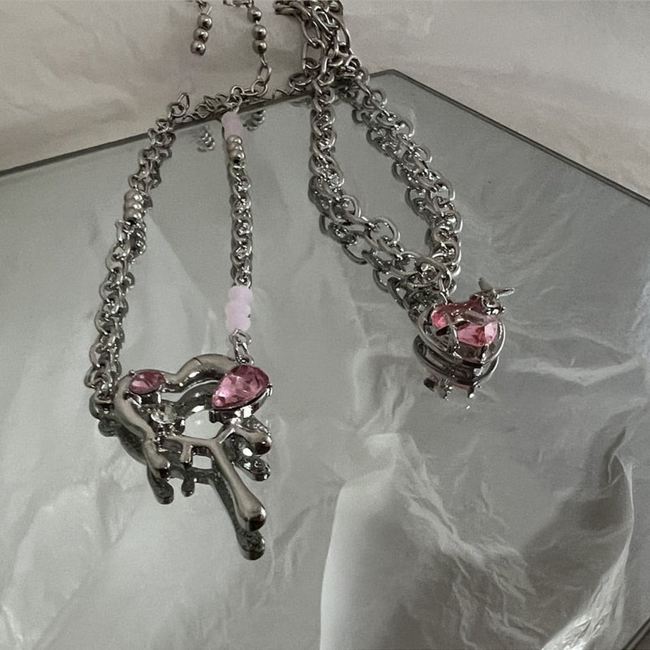 Y2k Peach Heart Necklace
