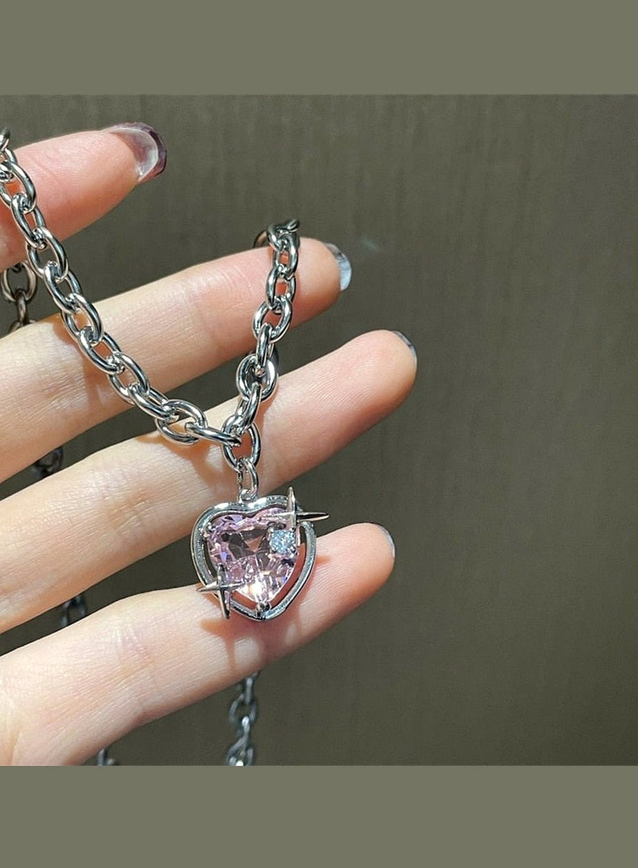 Y2k Peach Heart Necklace