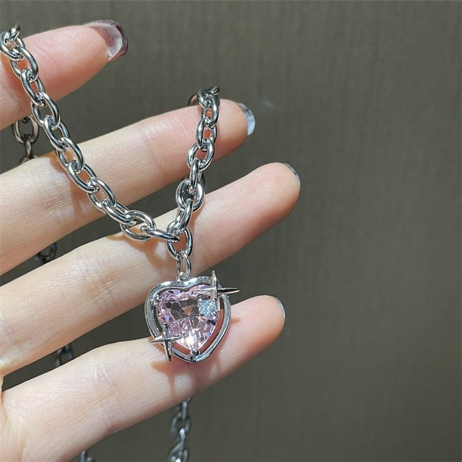 Y2k Peach Heart Necklace