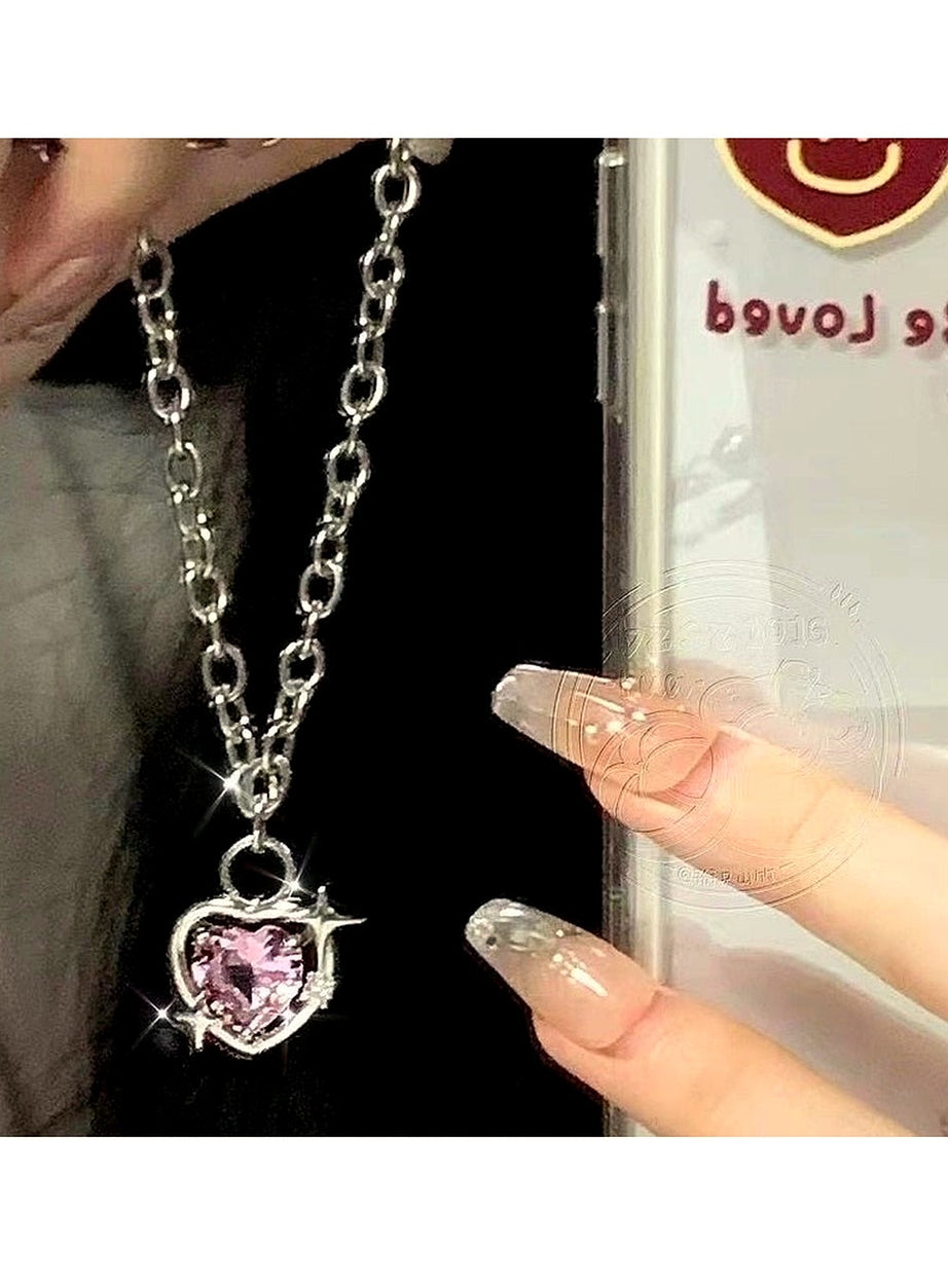 Y2k Peach Heart Necklace