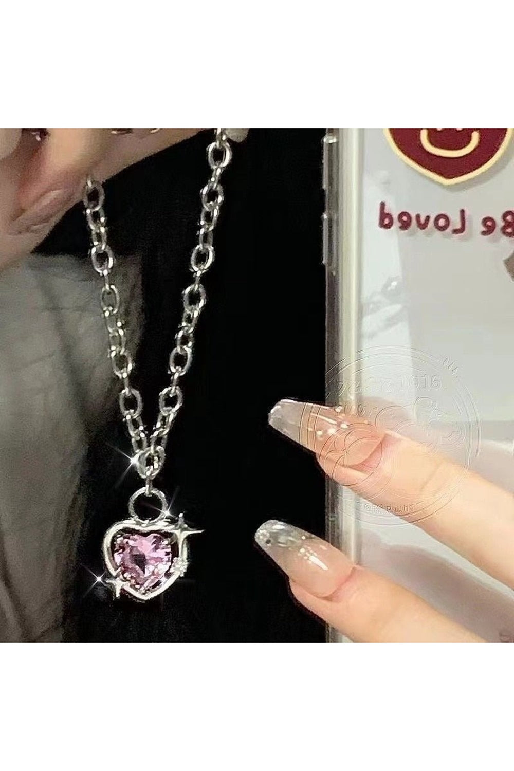 Y2k Peach Heart Necklace