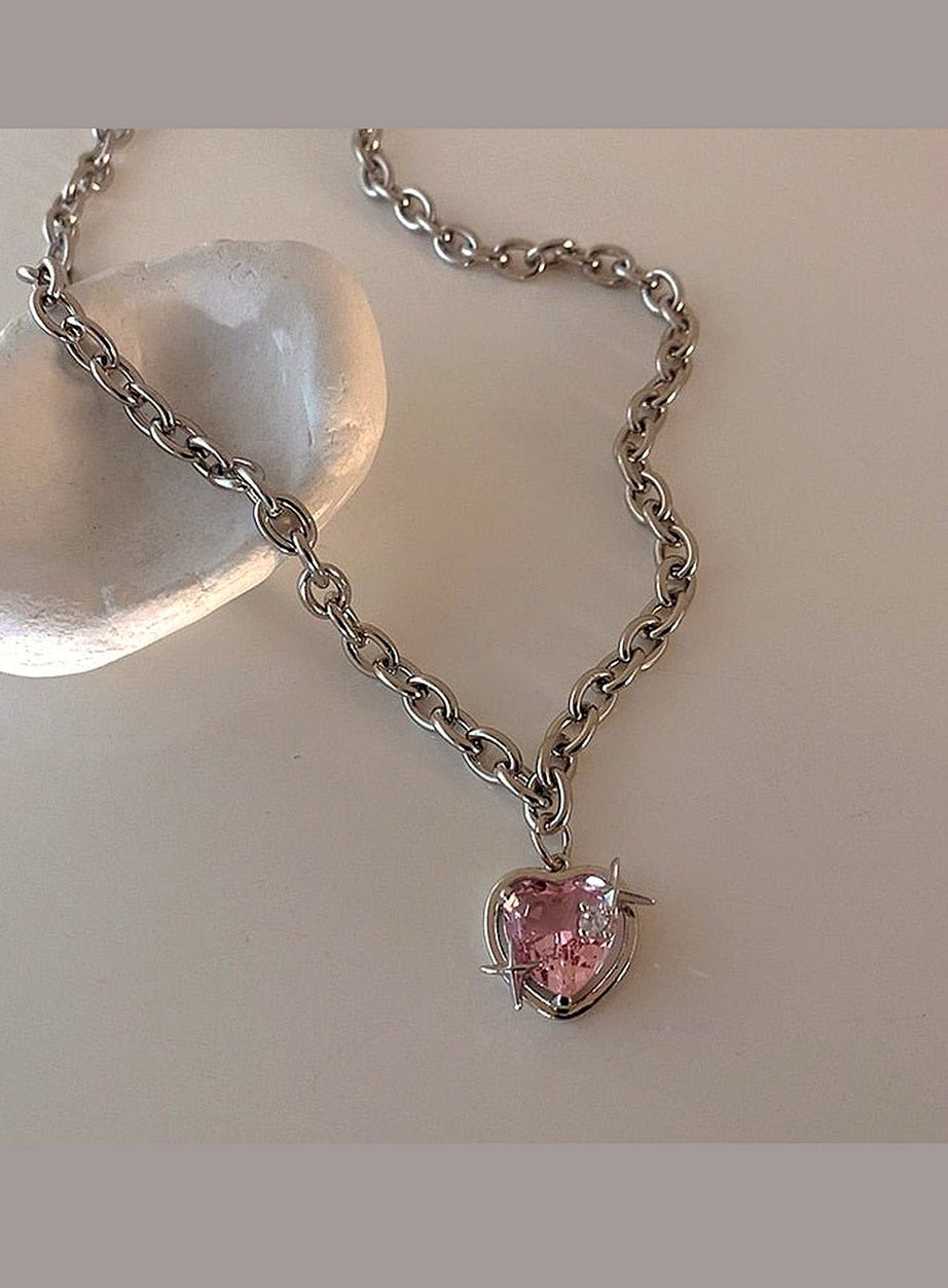 Y2k Peach Heart Necklace