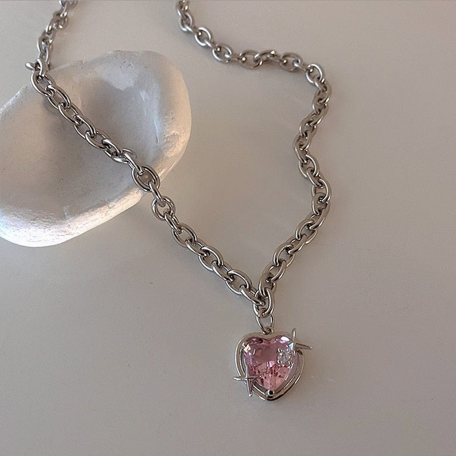 Y2k Peach Heart Necklace