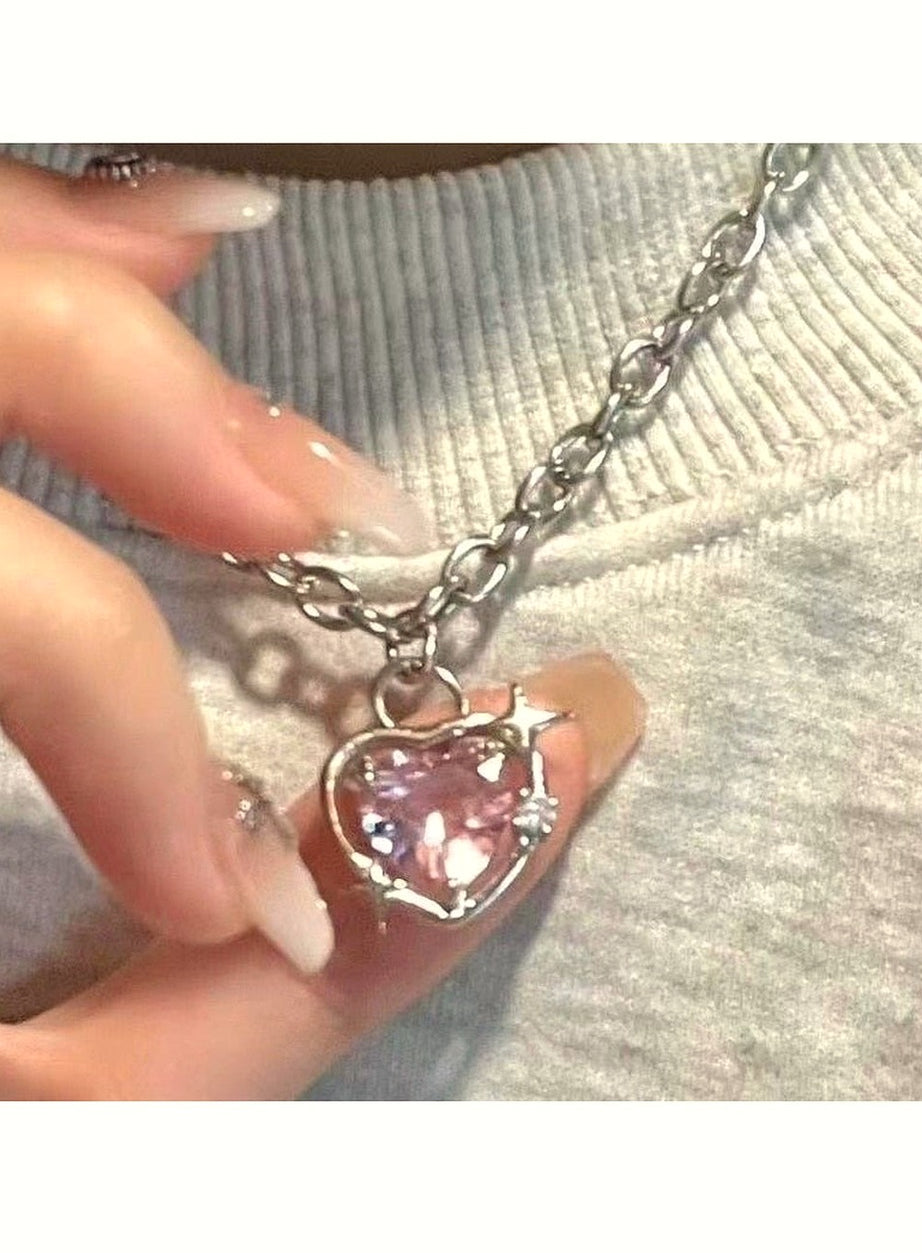 Y2k Peach Heart Necklace