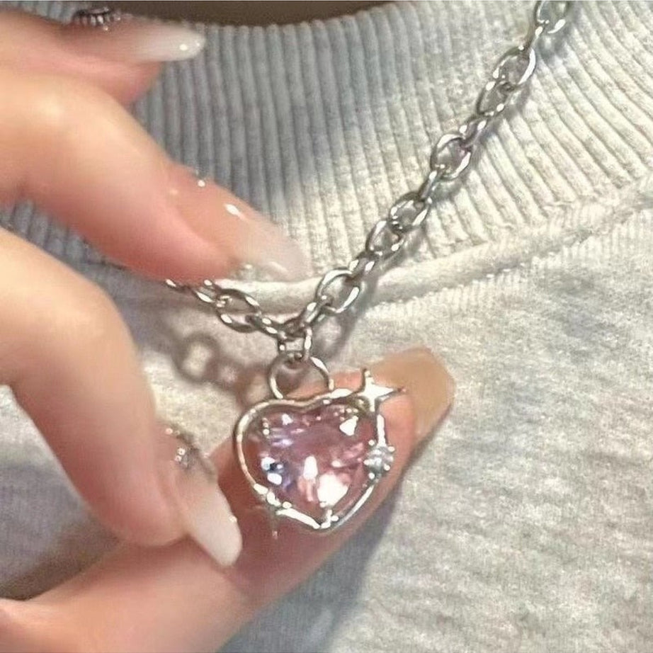 Y2k Peach Heart Necklace