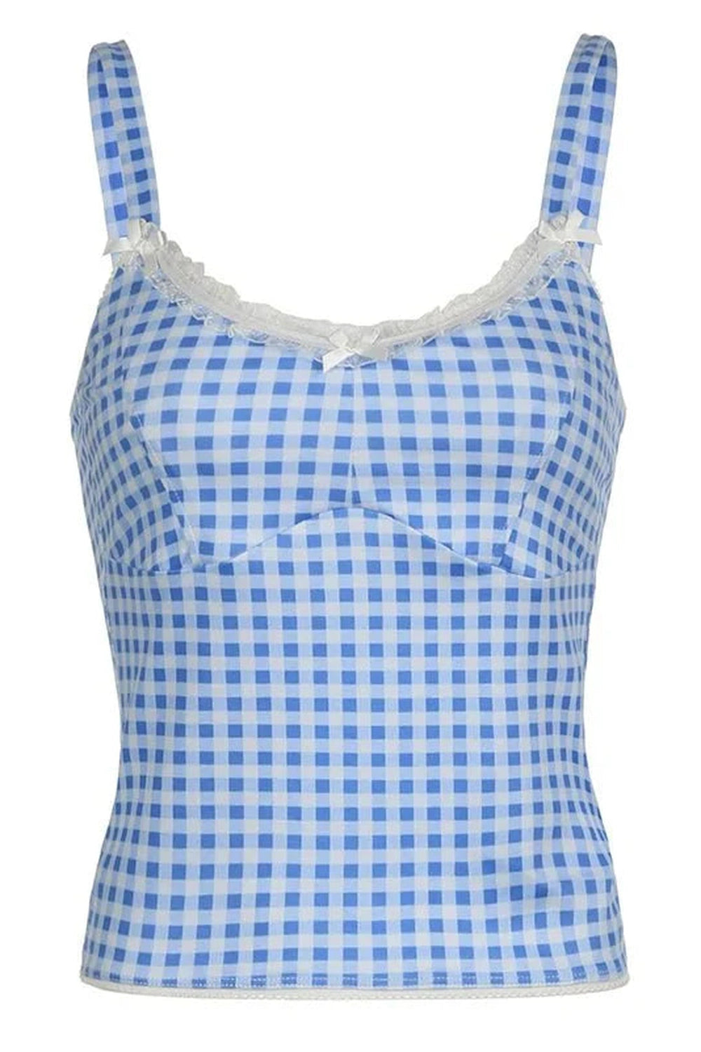 Y2k Plaid Lace Cami Top