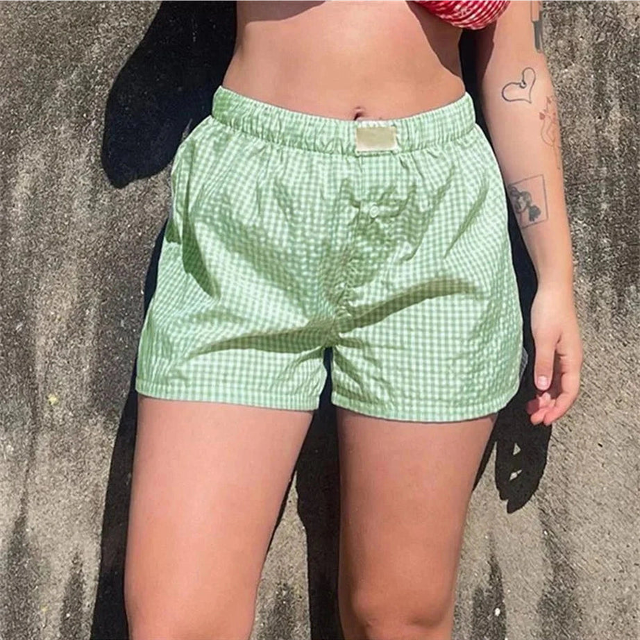 Y2k Plaid Pajama Shorts