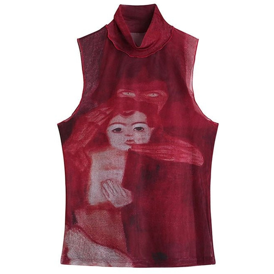 Y2k Red Sleeveless Top