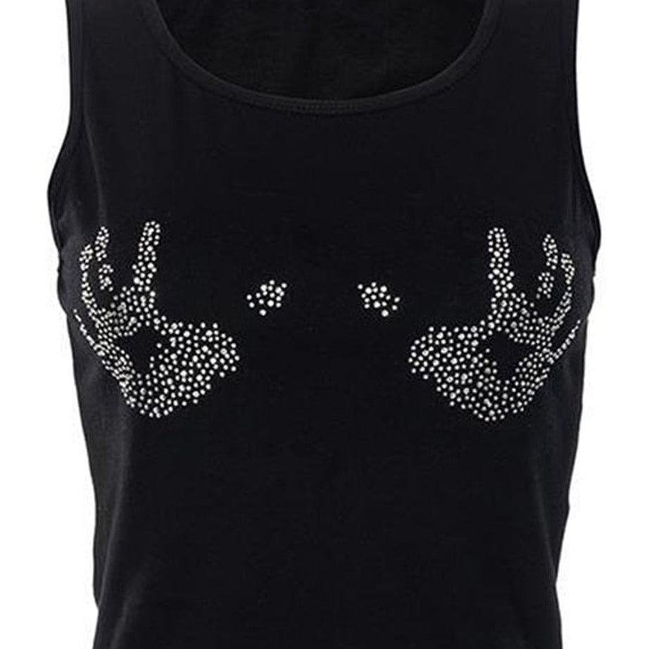 Y2k Rhinestone Hand Print Crop Top