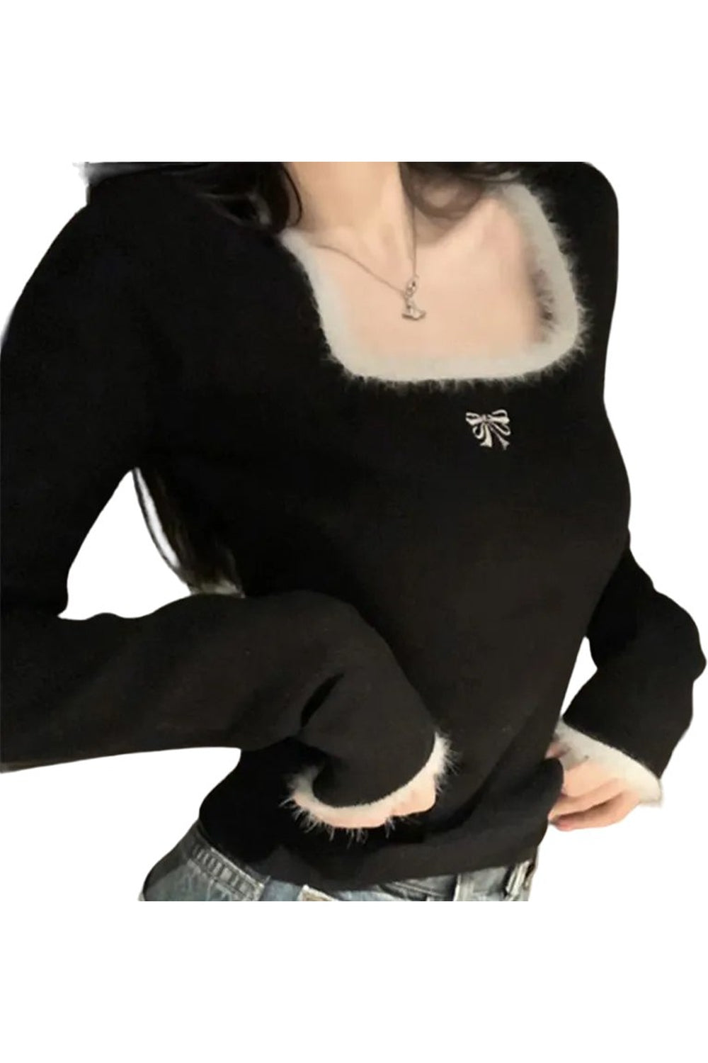 Y2k Square Collar Knit Jumper