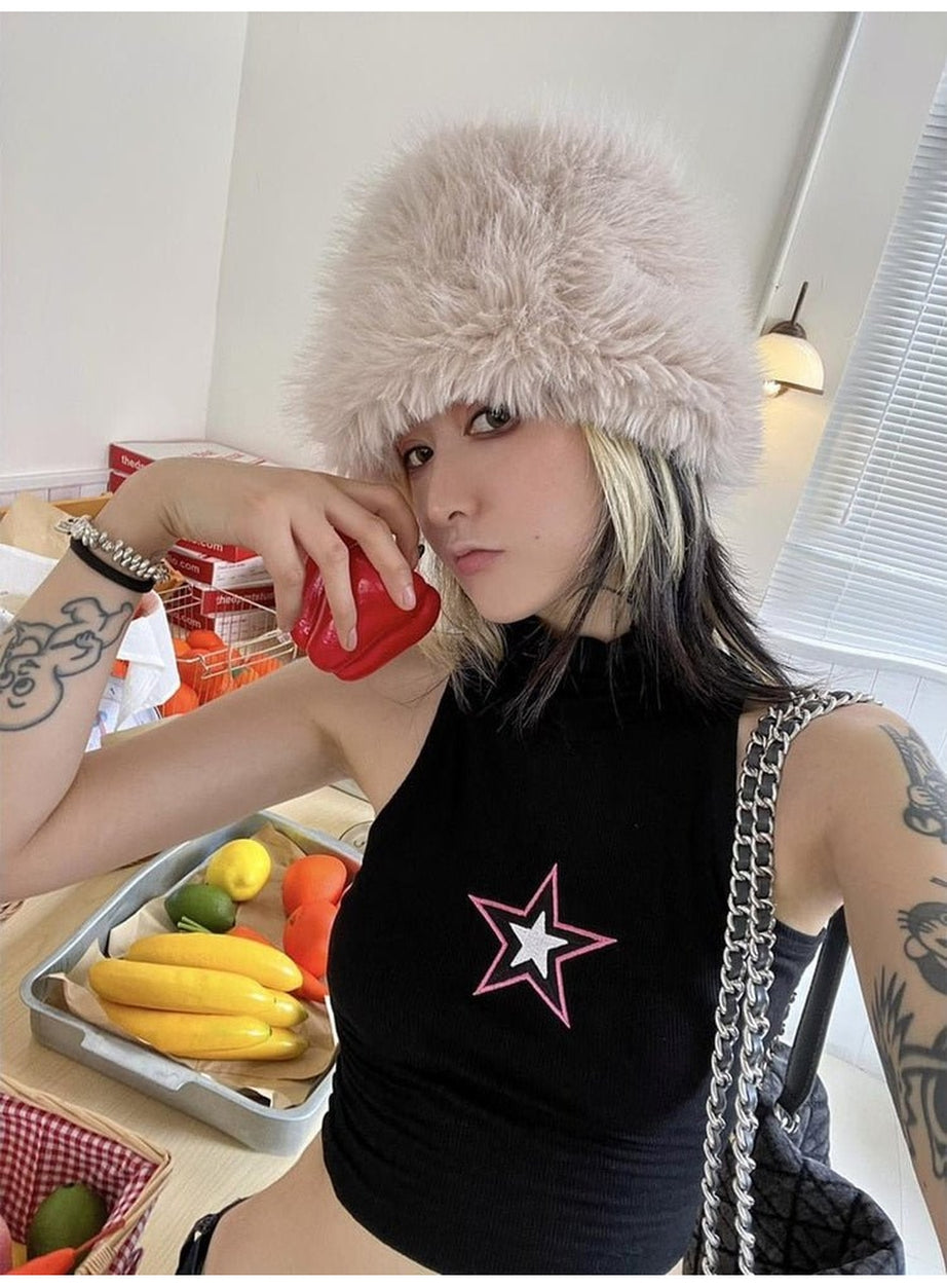 Y2k Star Embroidery Crop Top