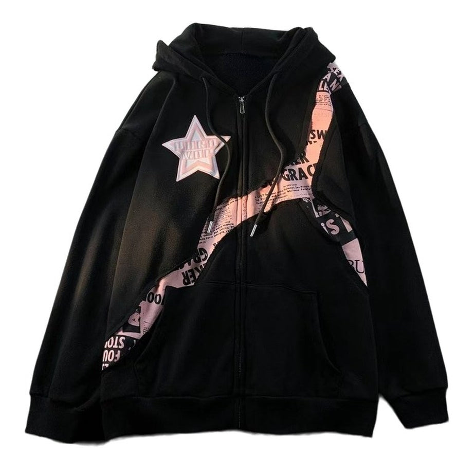 Y2k Star Zip Up Hoodie