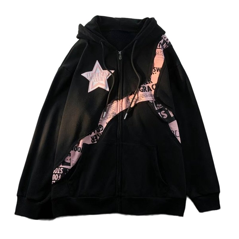 Y2k Star Zip Up Hoodie - Hoodies