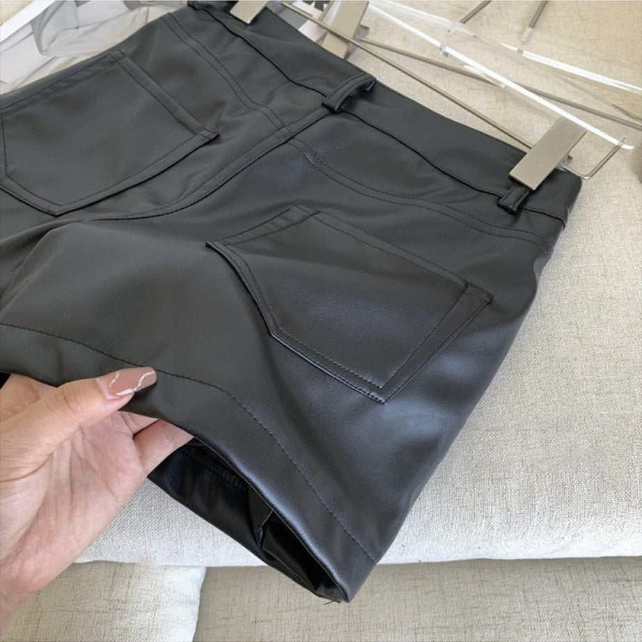 Y2k style leather mini skirt