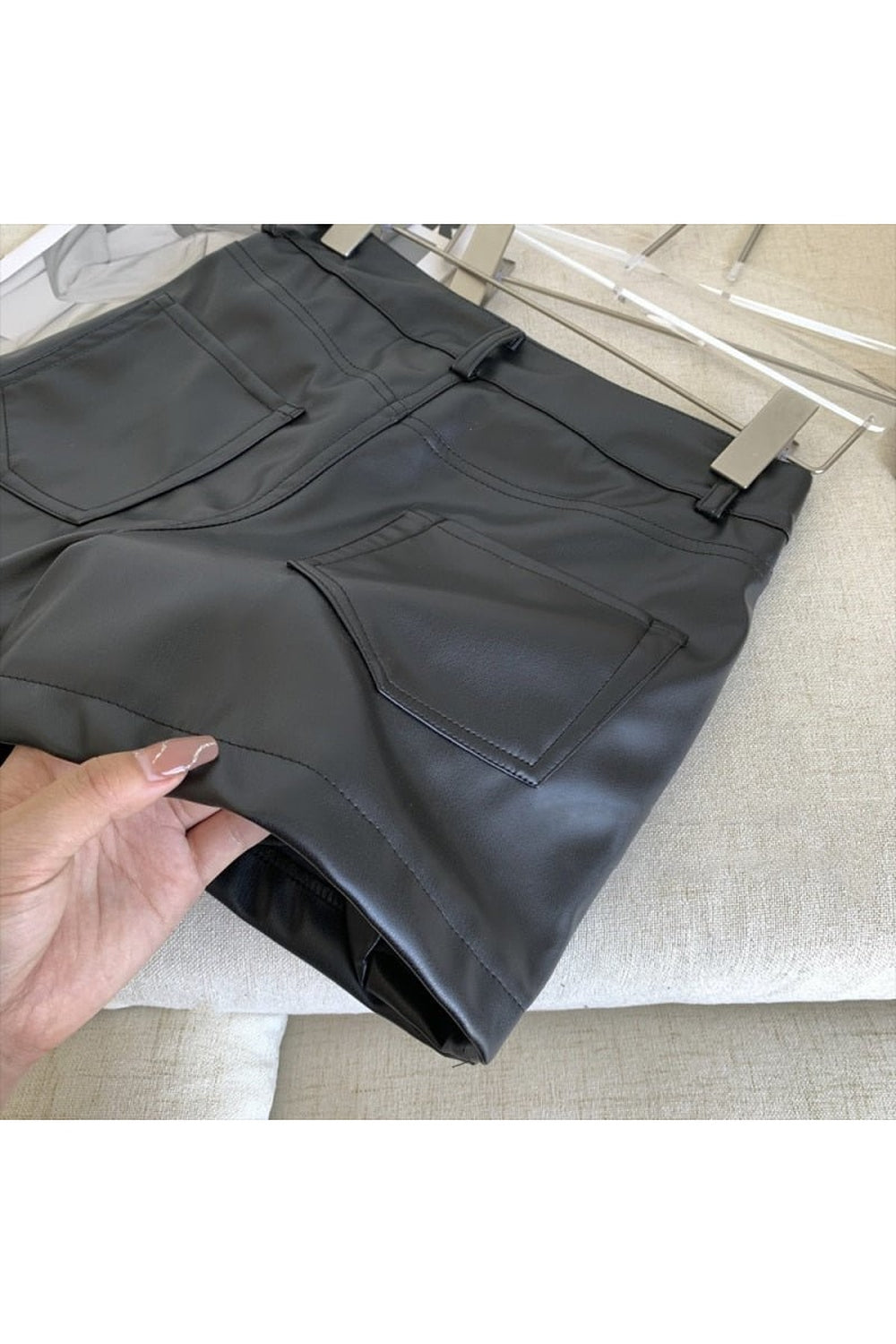 Y2k style leather mini skirt