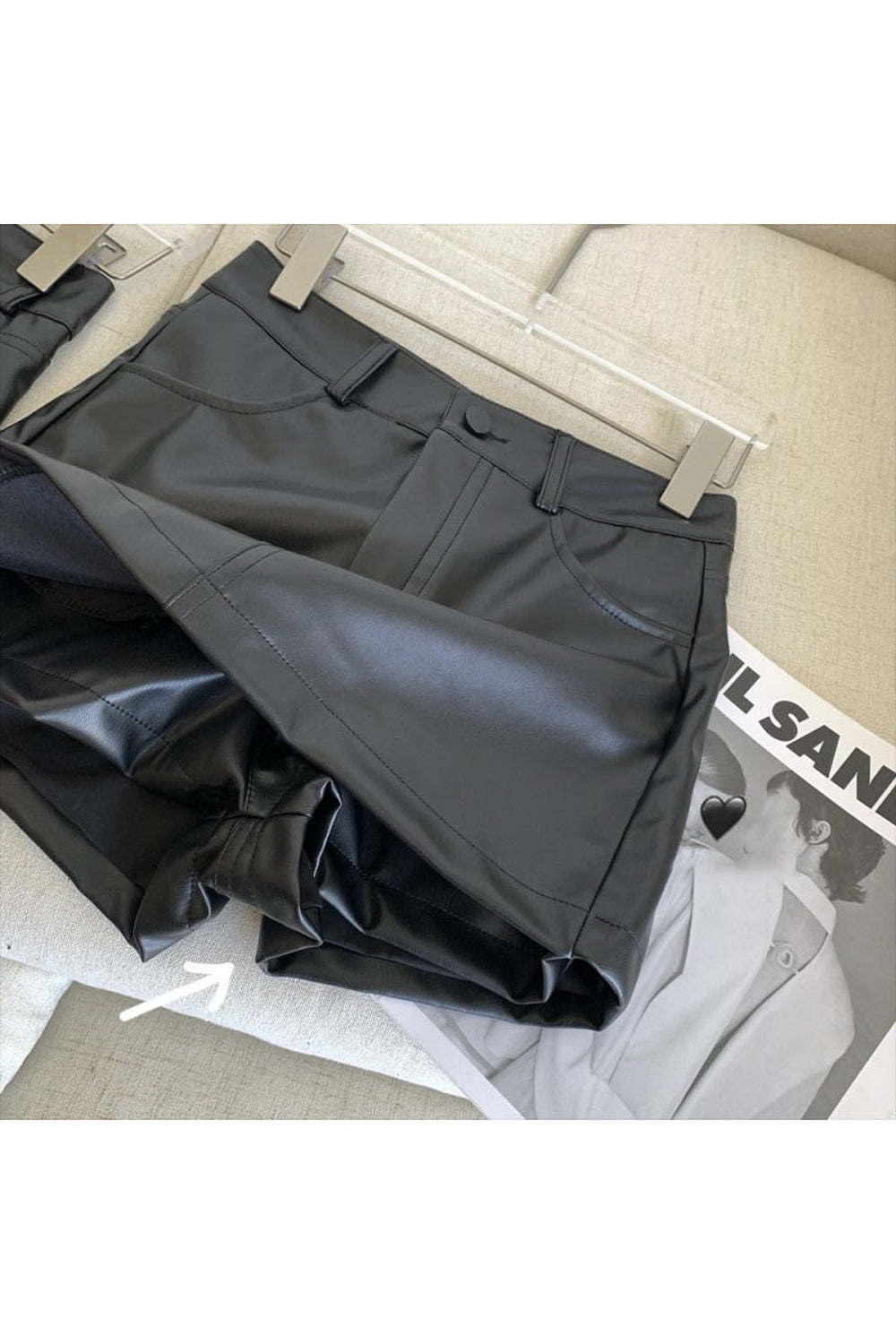 Y2k style leather mini skirt