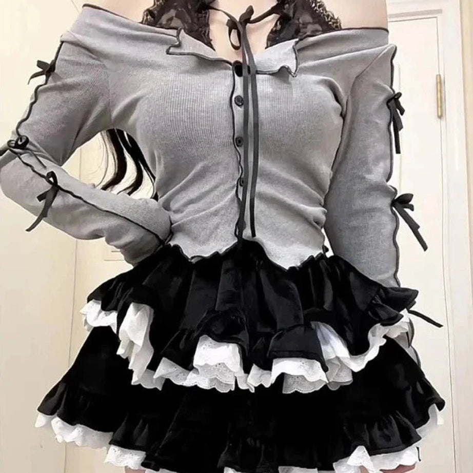 Y2k Top + Skirt Two-Piece Set