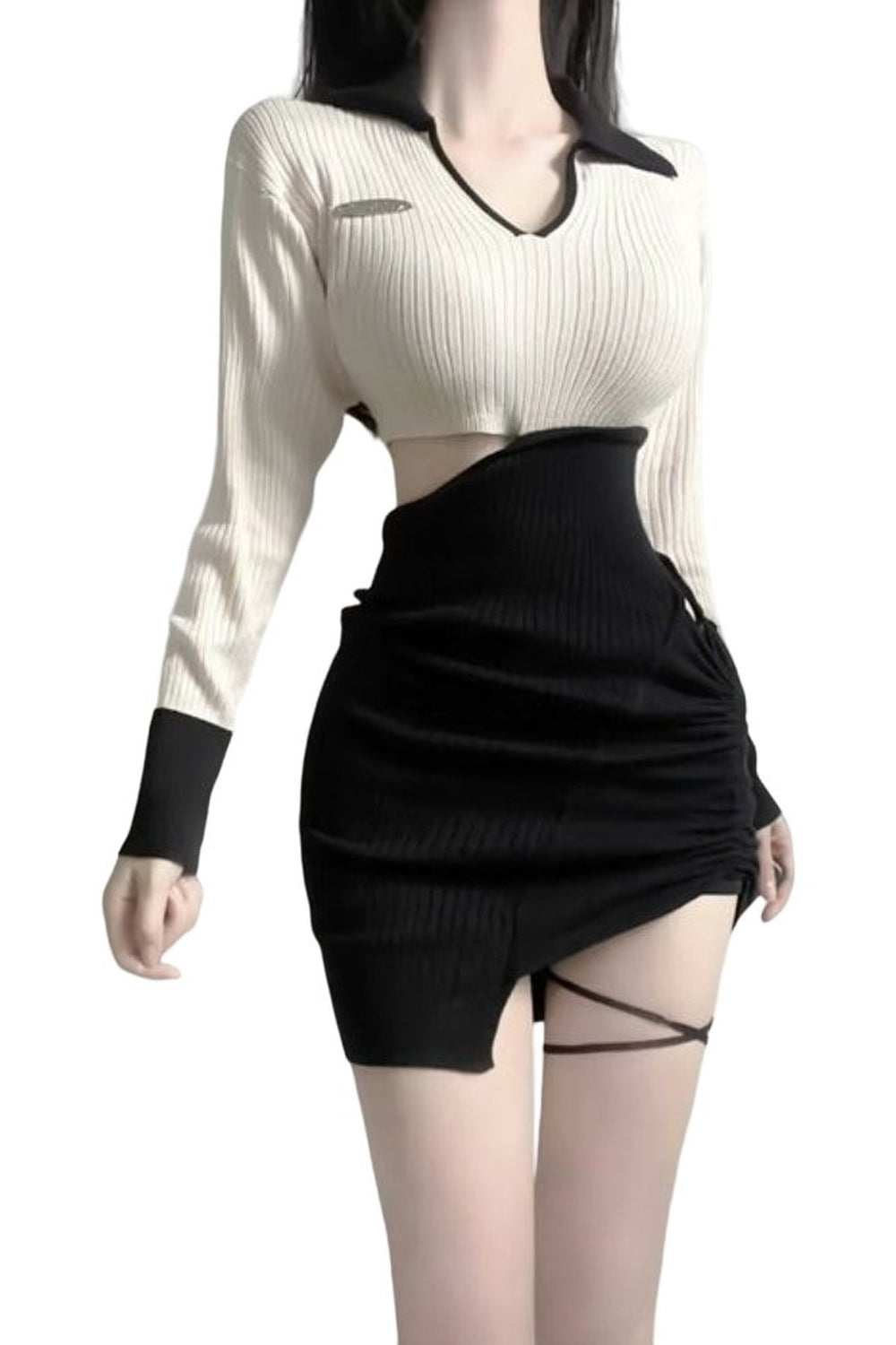 Y2k V Neck Contrast Mini Dress