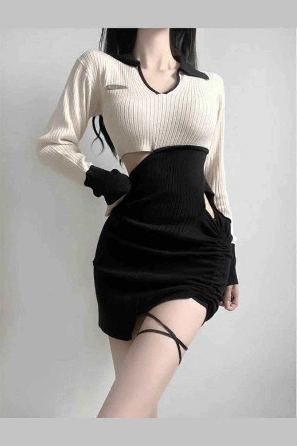 Y2k V Neck Contrast Mini Dress