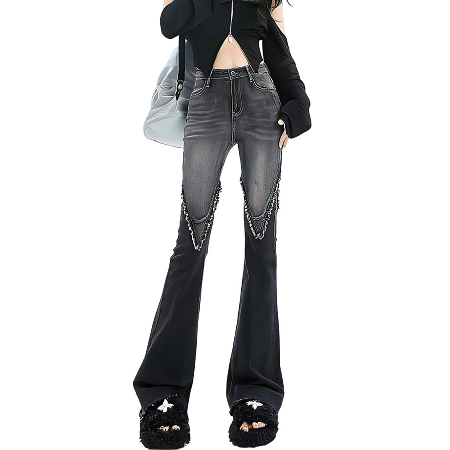 Y2K Wide Leg Flare Jeans - Jeans