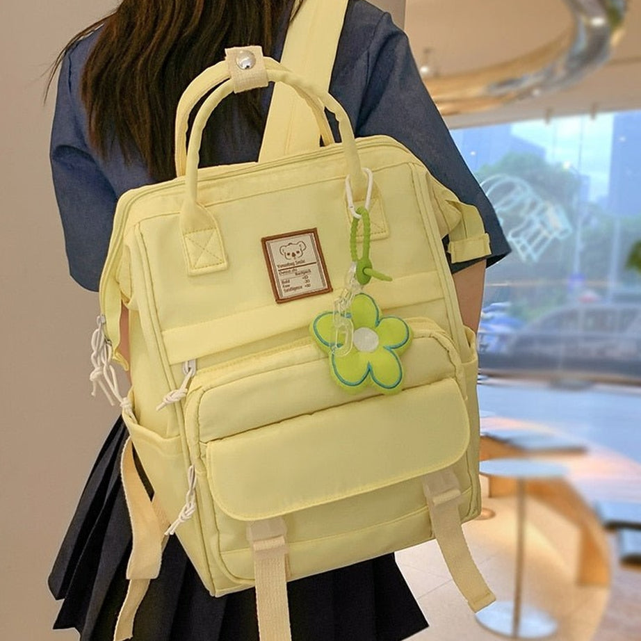 Y2k Yellow College Laptop Backpack