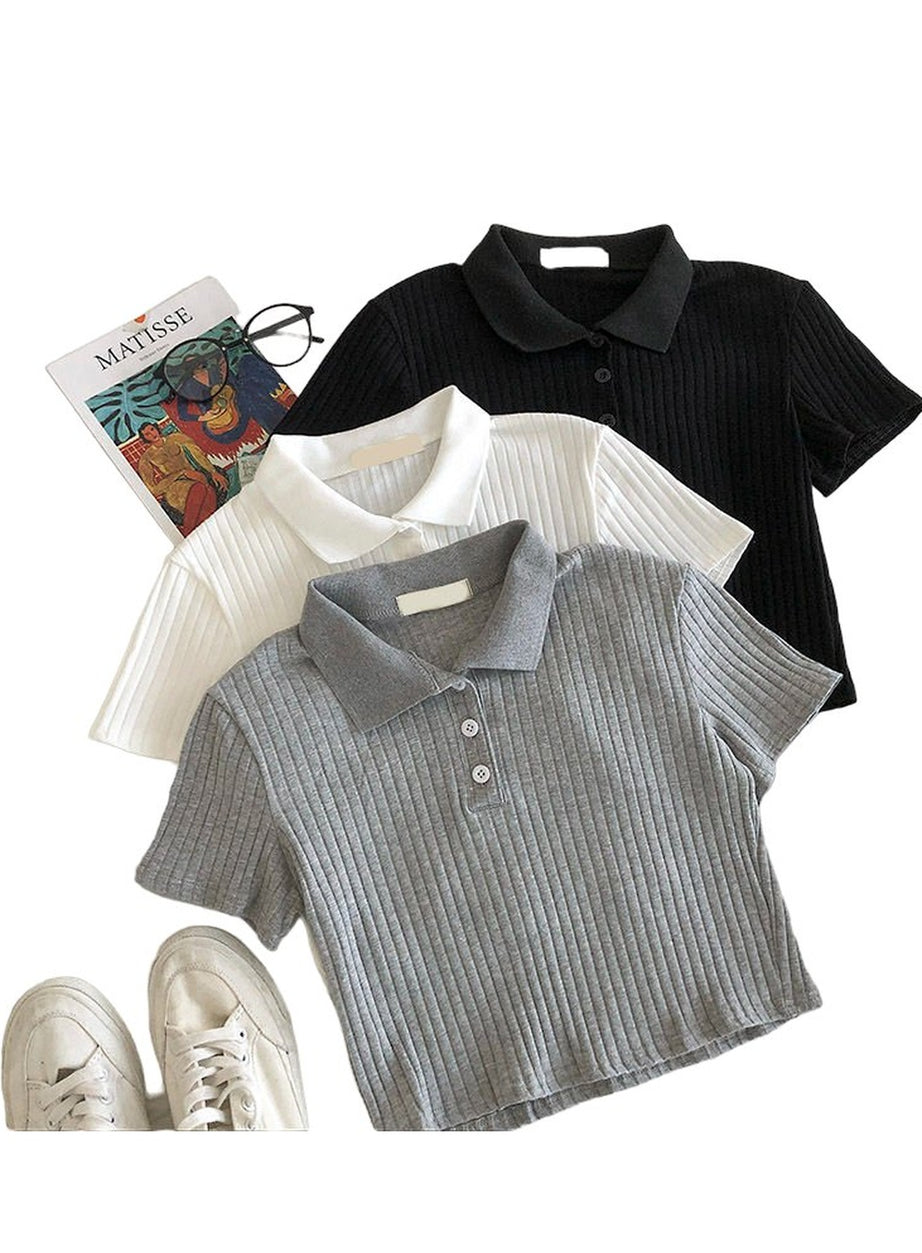 Y2k Youth Cropped Knitted Blouse