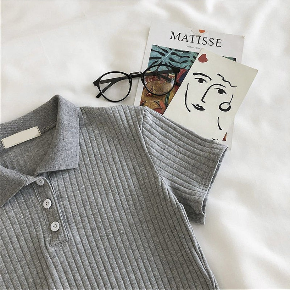 Y2k Youth Cropped Knitted Blouse