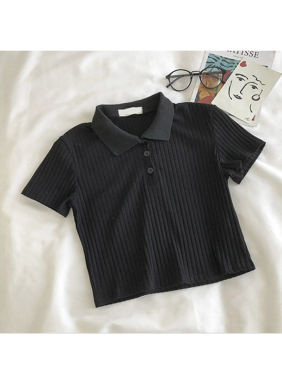 Y2k Youth Cropped Knitted Blouse